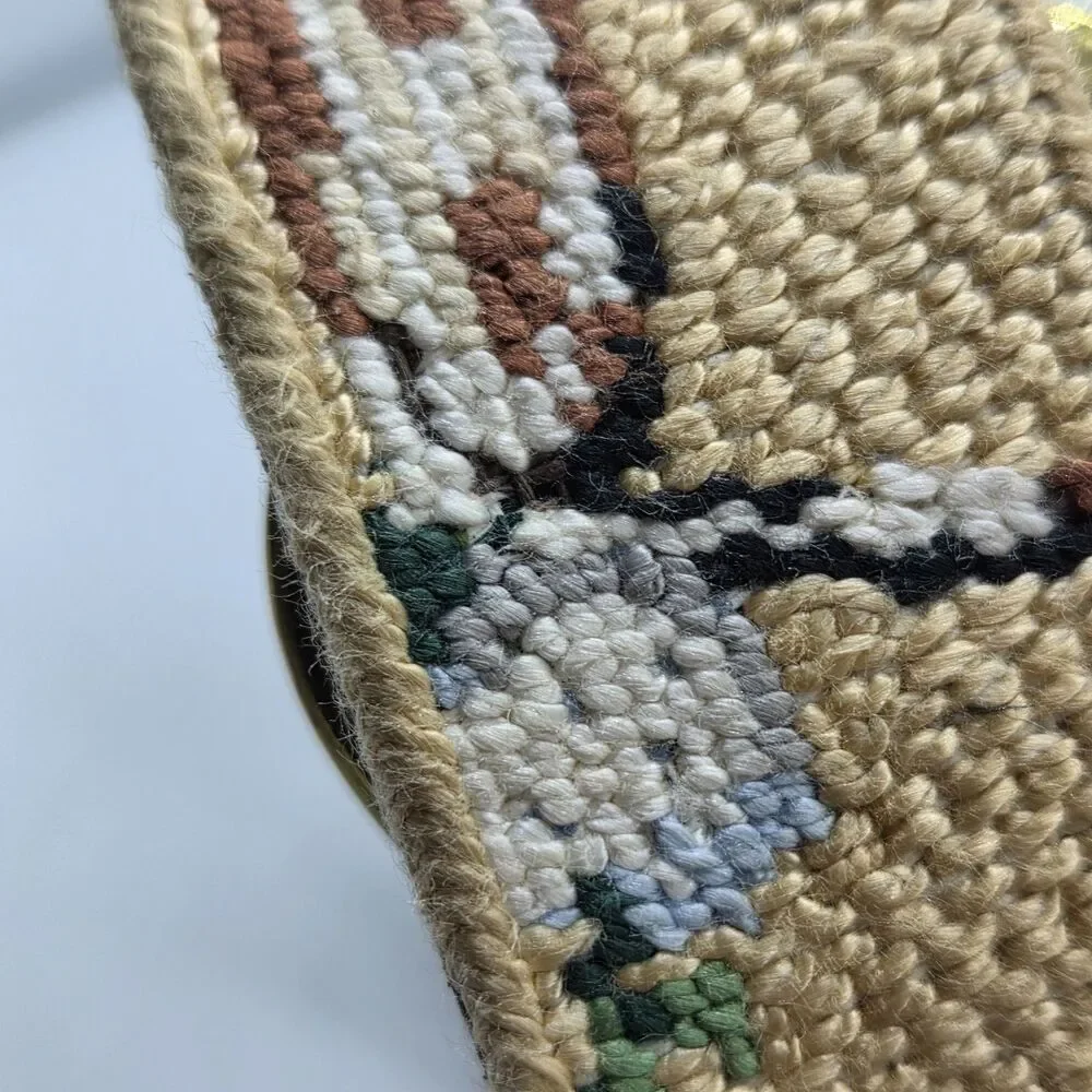Needlepoint Belt Golf Mens Canvas Leather brass round buckle sz 44